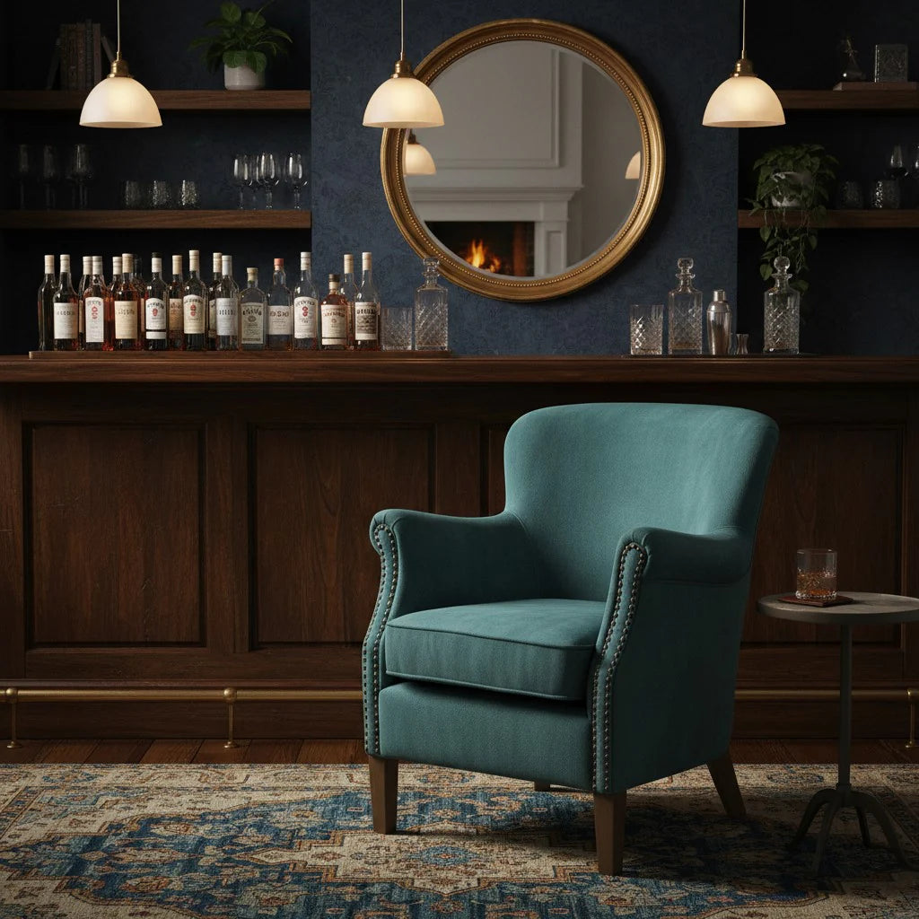 Cromarty Armchair in Vintage Teal – Luxury Velvet Accent Chair