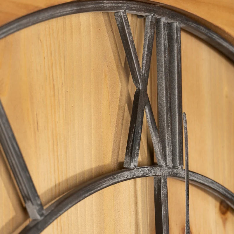 Williston Wooden Wall Clock – 60 cm Rustic Roman Numeral Wall Clock