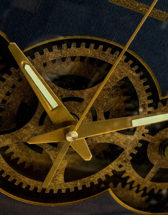 Royal Blue Moving Gears Wall Clock – Decorative Mechanical Style Clock
