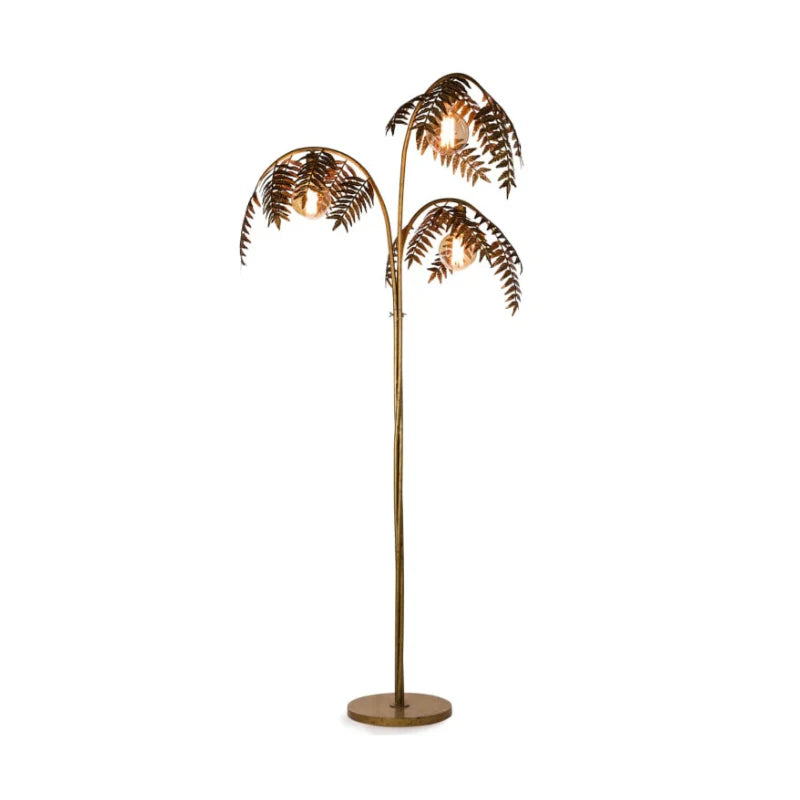 Antique Gold Palm Leaf Floor Lamp – Luxury Tropical Statement Lighting