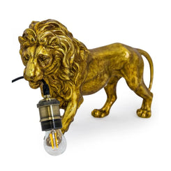 Antique Gold Prowling Lion Table Lamp – Statement Decorative Lighting