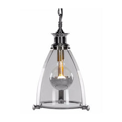 Chrome and Glass Lantern Ceiling Light – Modern Industrial Pendant Lamp