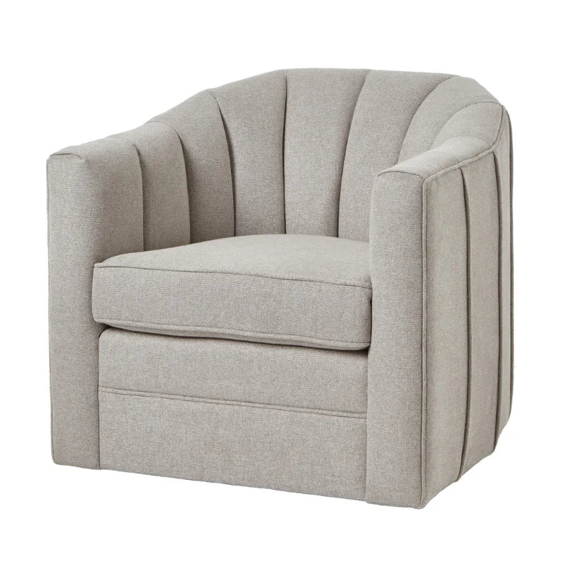 Lily Swivel Chair in Oatmeal Twill – Modern Swivel Accent Armchair