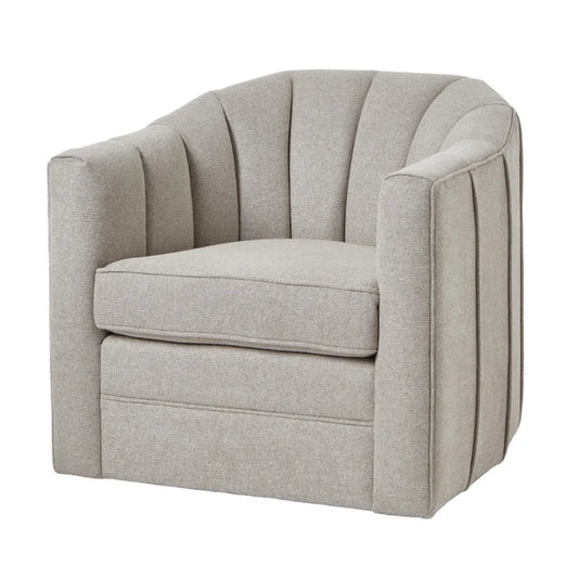 Lily Swivel Chair in Oatmeal Twill – Modern Swivel Accent Armchair