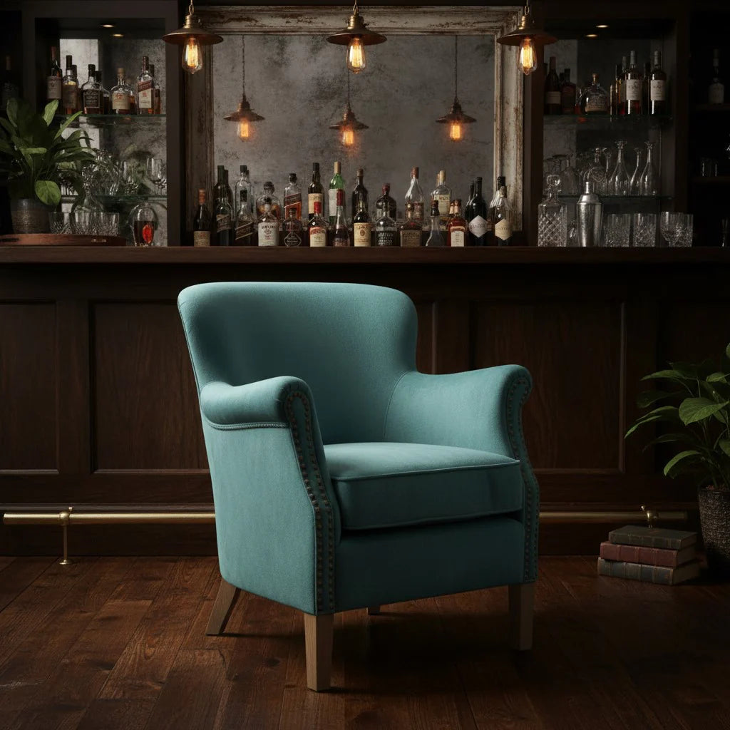 Cromarty Armchair in Vintage Teal – Luxury Velvet Accent Chair