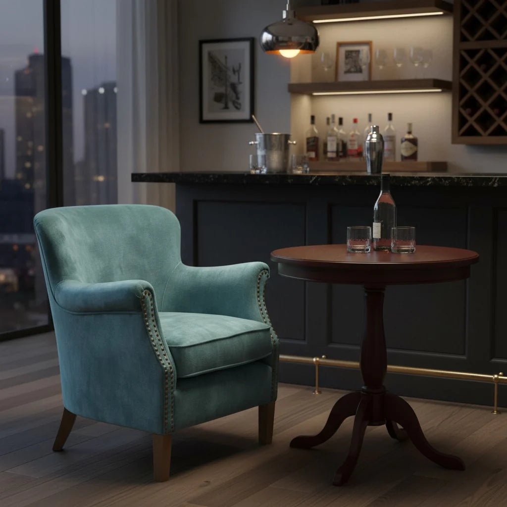 Cromarty Armchair in Vintage Teal – Luxury Velvet Accent Chair