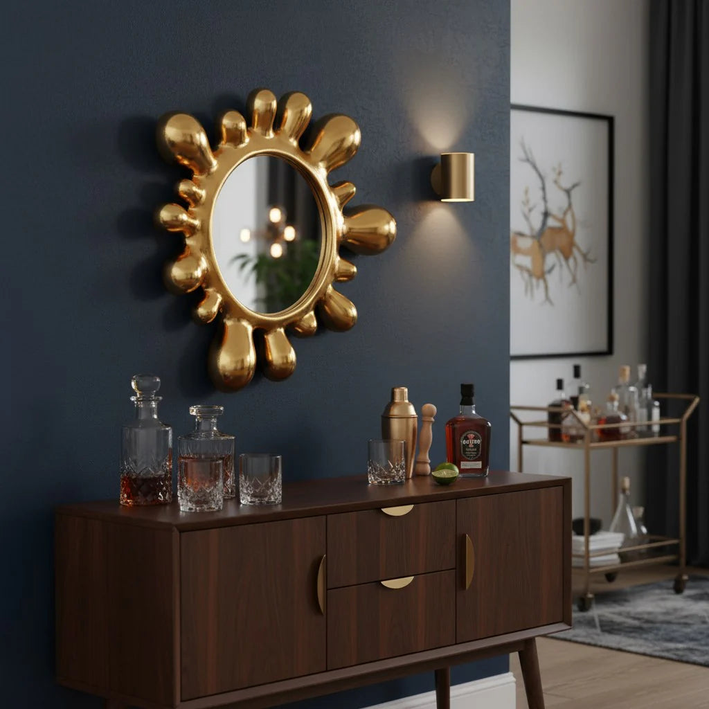 Gold Splash Wall Mirror – Luxury Decorative Statement Mirror