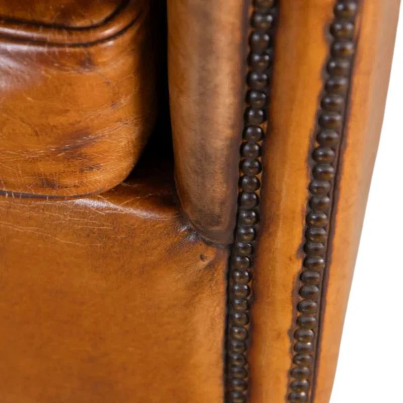 Langan Vintage Style Tan Leather Armchair – Classic Leather Lounge Chair