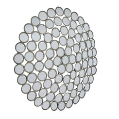 Large Round Convex Antiqued Silver Multi Mirror – Luxury Statement Wall Mirror