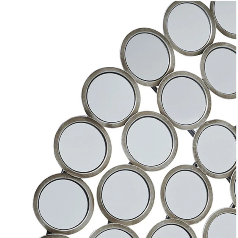 Large Round Convex Antiqued Silver Multi Mirror – Luxury Statement Wall Mirror