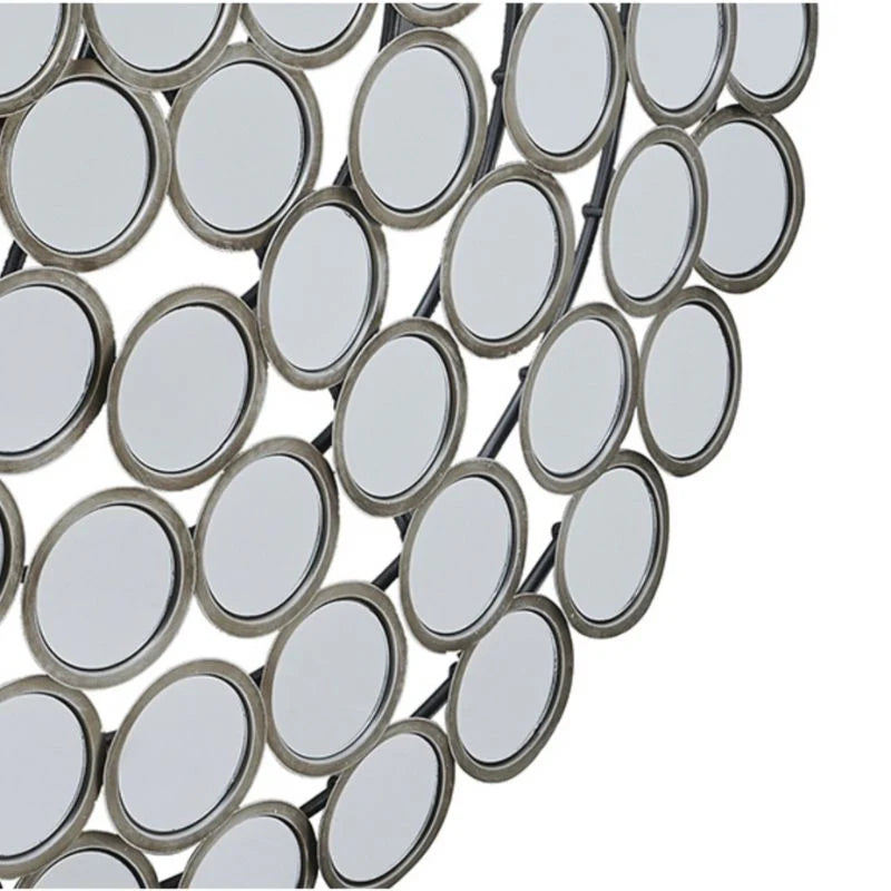 Large Round Convex Antiqued Silver Multi Mirror – Luxury Statement Wall Mirror