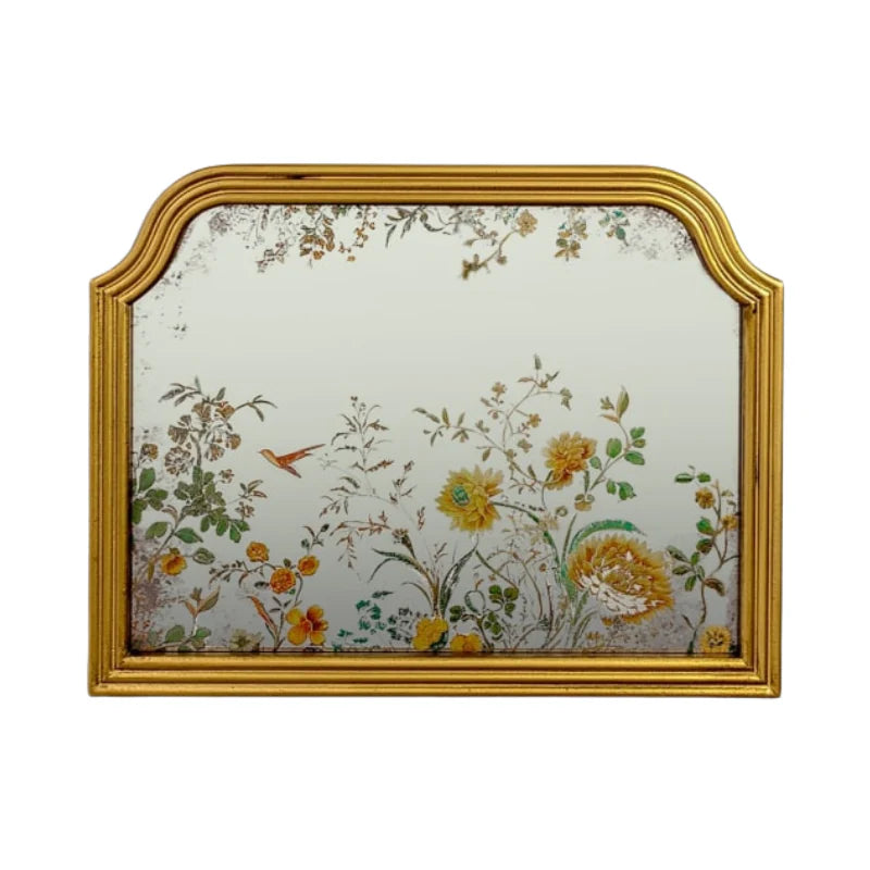 Overmantle Gold Framed Botanical Glass Wall Mirror – Elegant Decorative Mirror