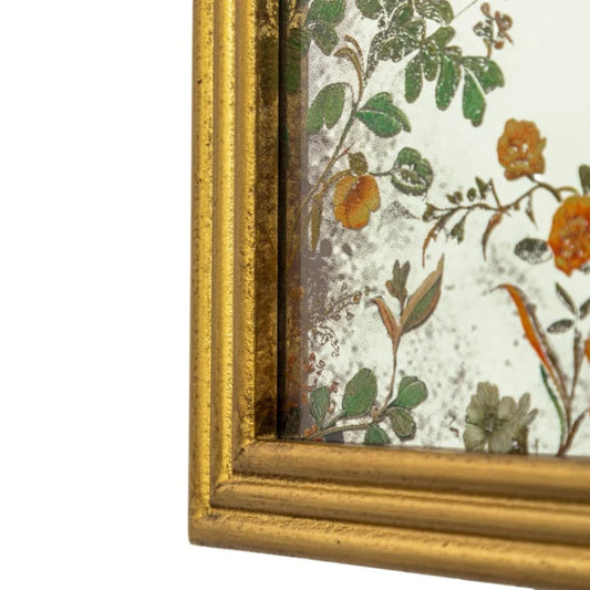 Overmantle Gold Framed Botanical Glass Wall Mirror – Elegant Decorative Mirror