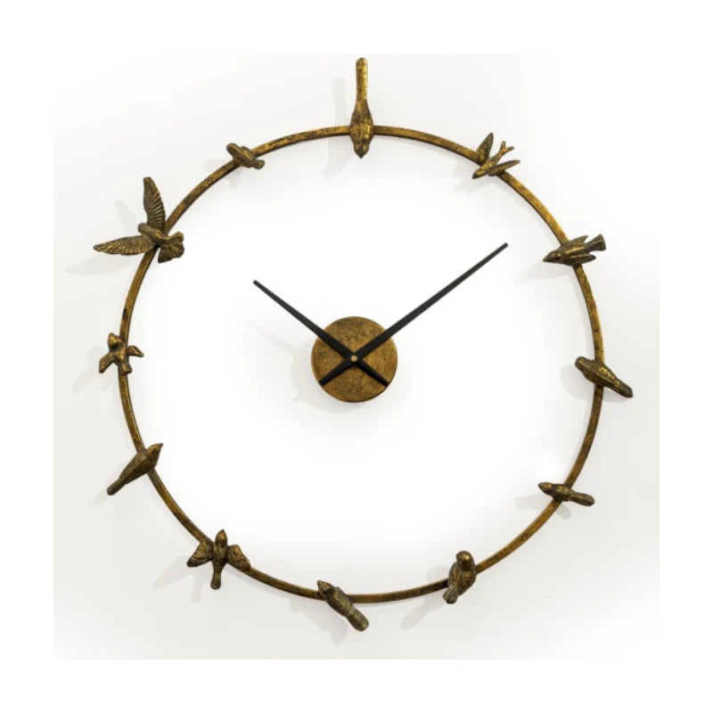 Large Antique Gold “Bird Bath” Wall Clock – 70 cm Vintage Statement Clock