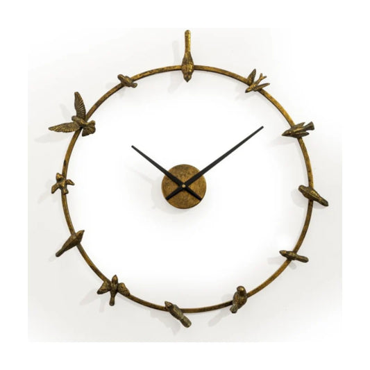 Large Antique Gold “Bird Bath” Wall Clock – 70 cm Vintage Statement Clock
