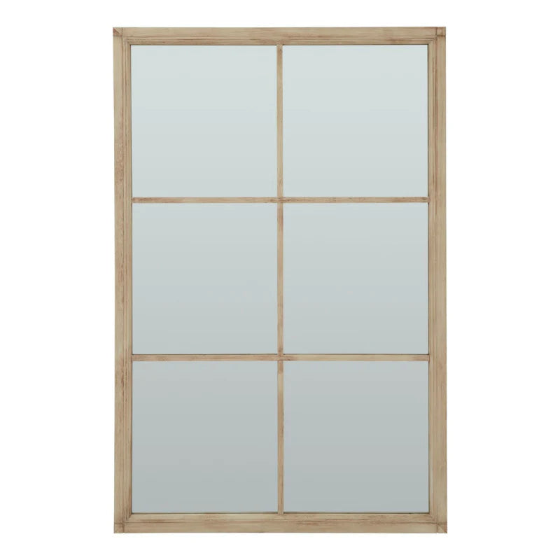 Washed Wood XL Window Mirror – Rustic Farmhouse Window Pane Mirror
