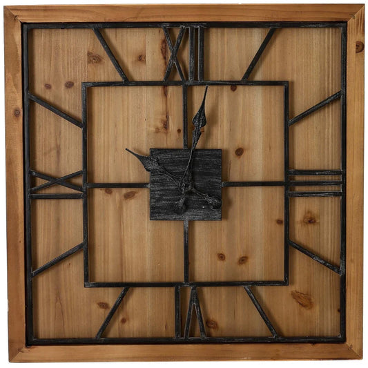 Williston Square Large Wooden Wall Clock – 90 cm Rustic Roman Numeral Clock