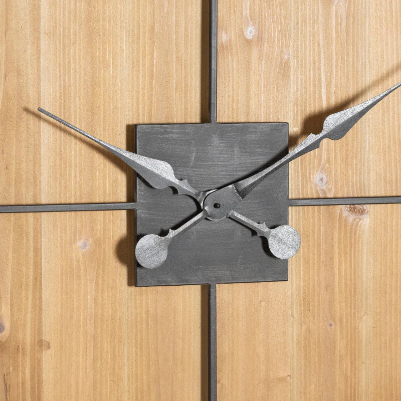 Williston Square Large Wooden Wall Clock – 90 cm Rustic Roman Numeral Clock