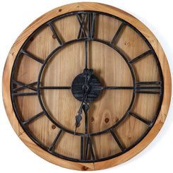 Williston Wooden Wall Clock – 60 cm Rustic Roman Numeral Wall Clock